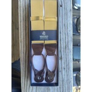 Brooks Brothers Factory Mens Suspenders Braces Button Mustard And Brown